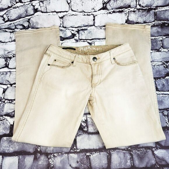 Rock 47 Wrangler fawn color ultra low rise metallic accent gems jeans - Picture 5 of 6